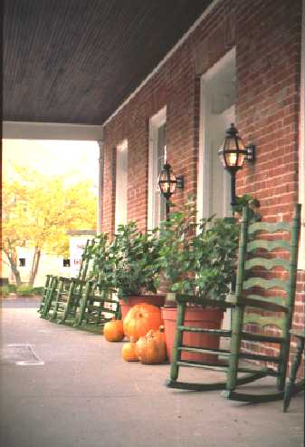 Front 
            porch at The Southern Hotel